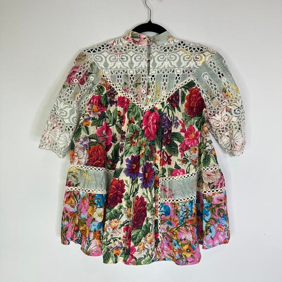 Zimmermann Floral Sundance panelled eyelet smock Blouse size 1 /US 6 - Picture 7 of 11